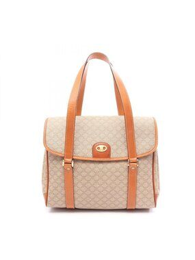 Celine Macadam Beige Brown Canvas Leather Handbag